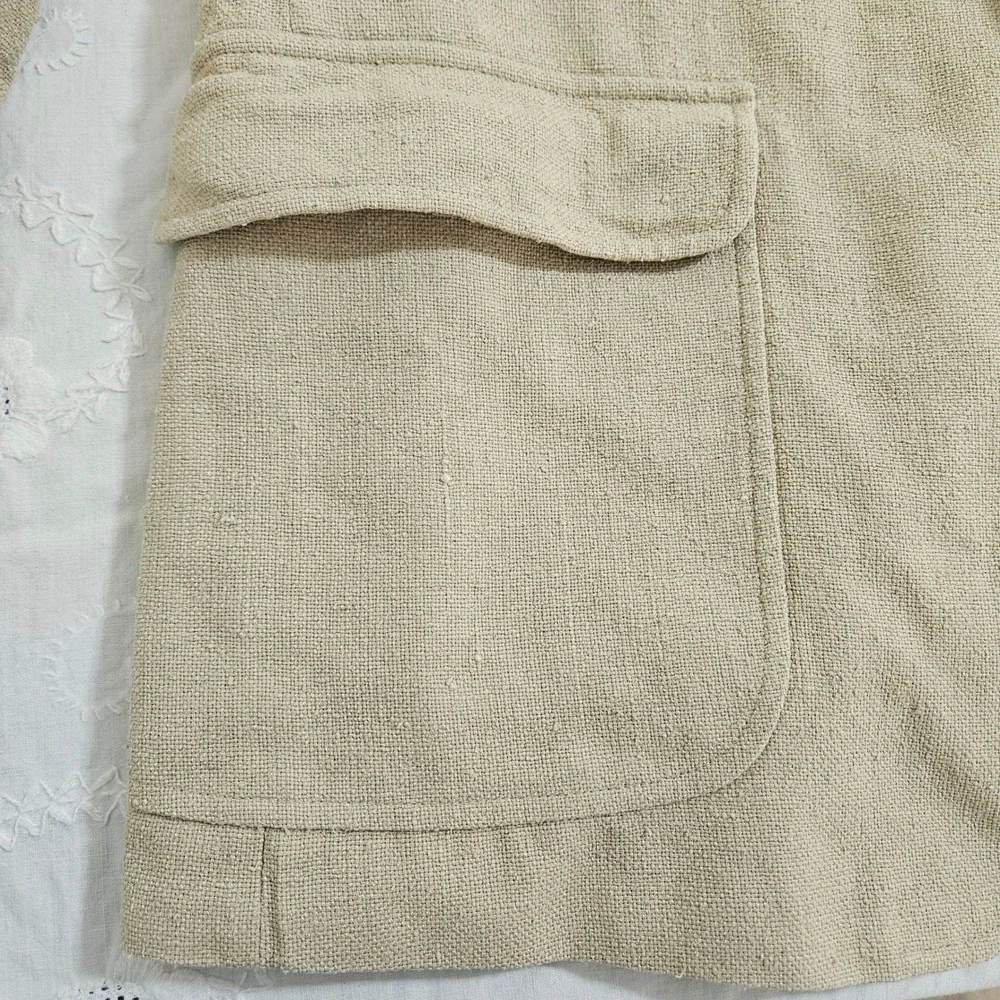 Huntington Mens Hopsack Blazer 3-Button Sport Coat Beige Made in USA Vintage 42S